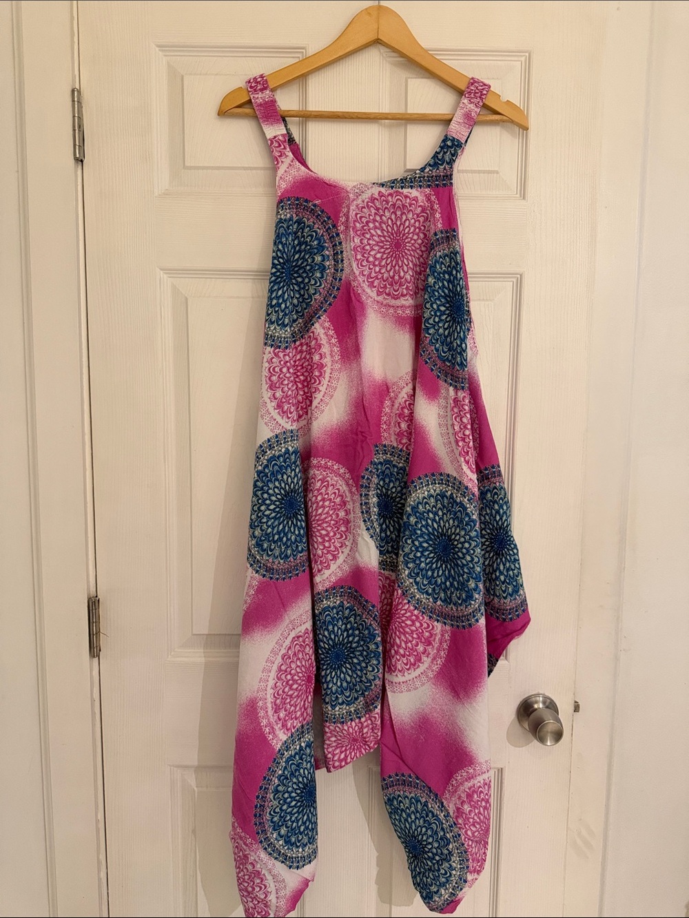Pink and Blue Hippie Jumpsuit with Mandala Print